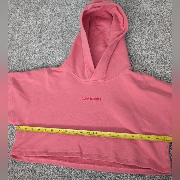Cleo Harper Logo Pullover Cropped Pink Hoodie Sweatshirt Women's Size Small - Picture 8 of 9